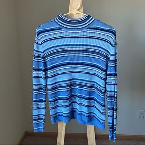 3 for $30 🎁 Classic Elements Women’s Blue Striped Sweater XL Vintage 90s Ribbed